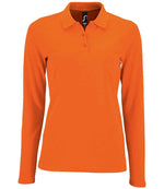 SOL'S Ladies Perfect Long Sleeve Piqué Polo Shirt Orange