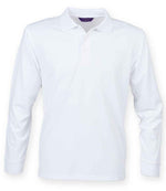 Henbury Unisex Long Sleeve Coolplus® Piqué Polo Shirt White