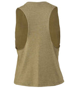 Bella Ladies Racer Back Cropped Tank Top Heather Olive