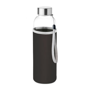 Glass bottle in pouch 500ml Black