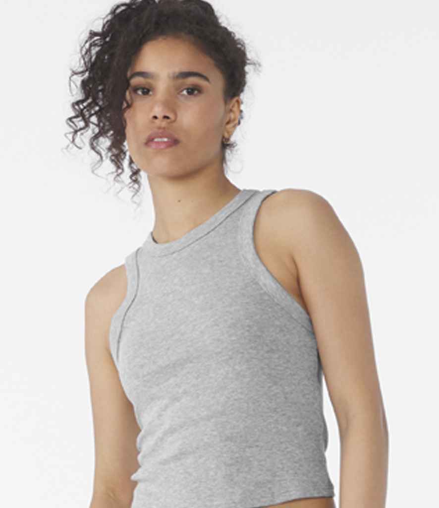 Bella Ladies Micro Rib Racer Tank Top Athletic Heather