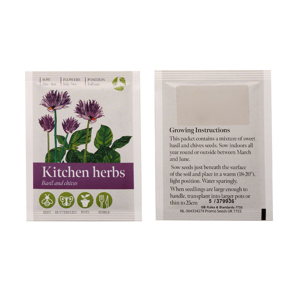 Seed Packet with Sticker to back Kitchen Herbs Mix