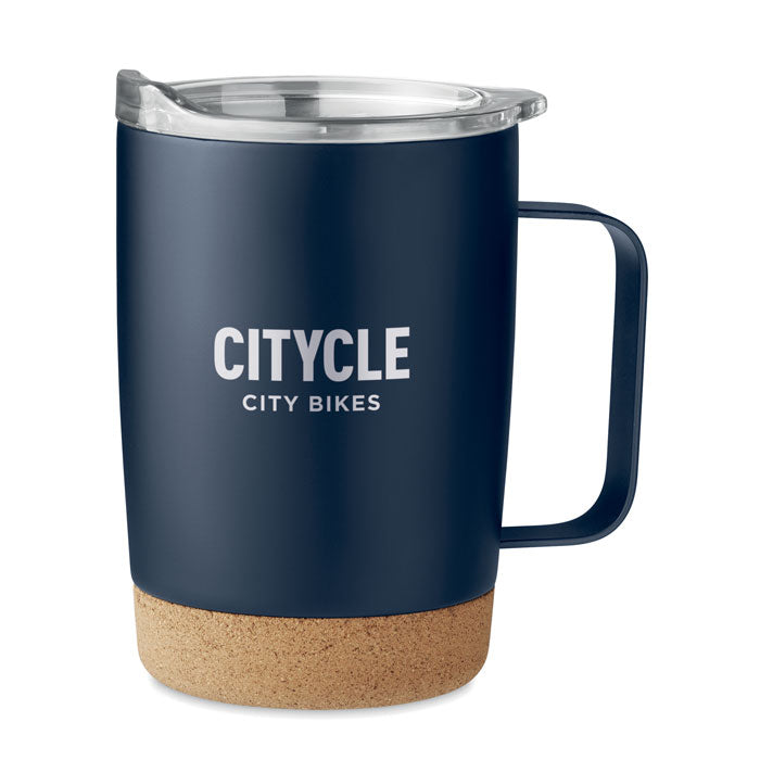 Branded Double wall tumbler 300ml with Cork Base