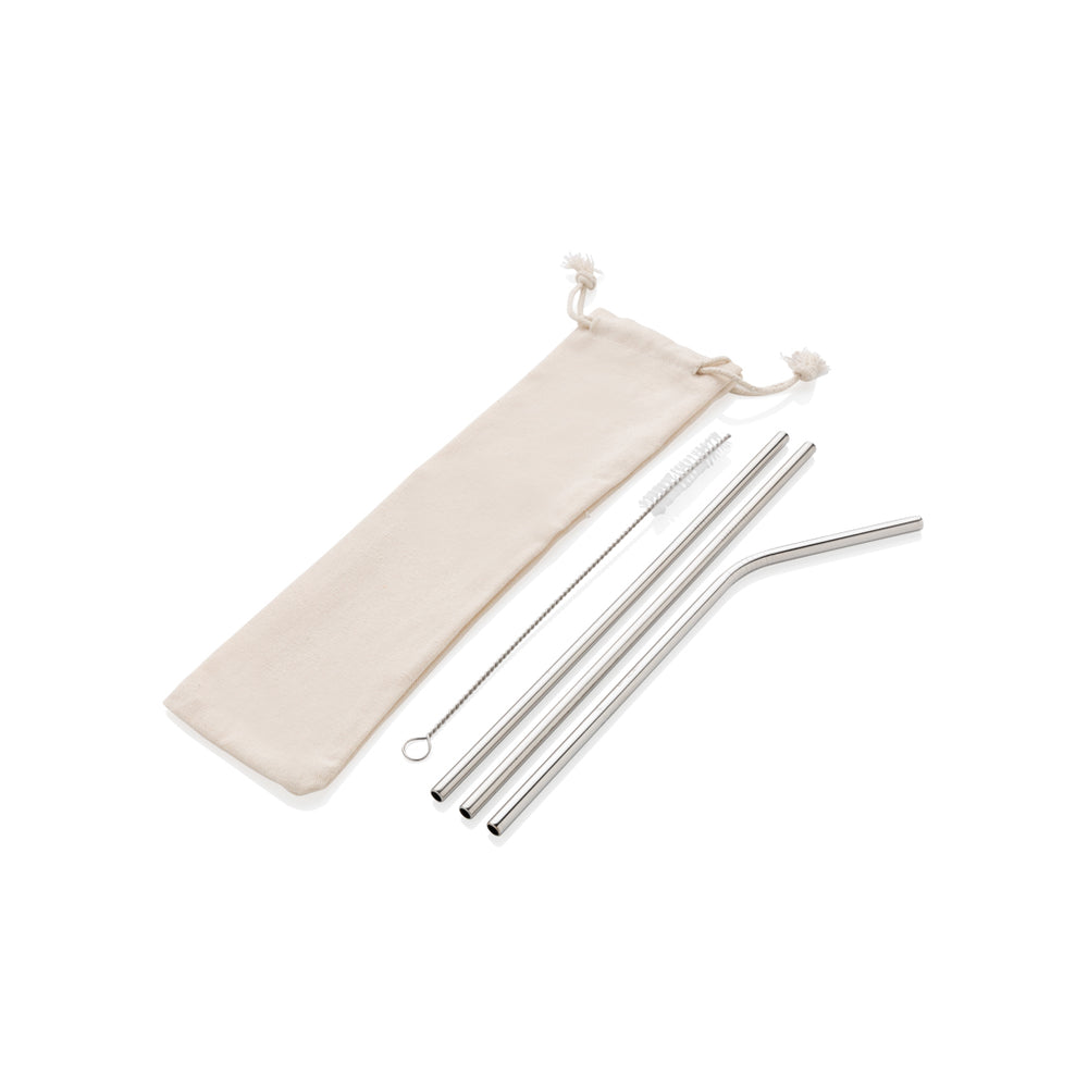 Branded Reusable stainless steel 3 pcs straw set
