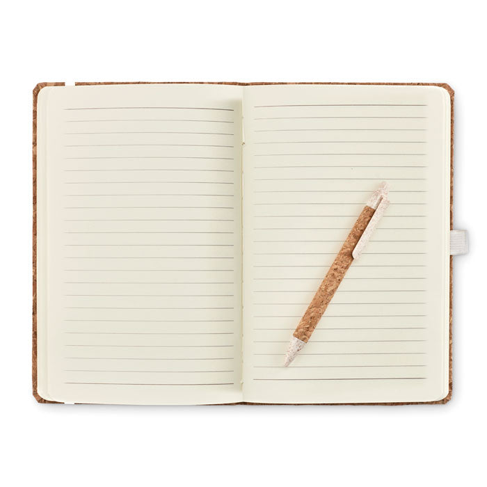 Branded A5 cork notebook with pen
