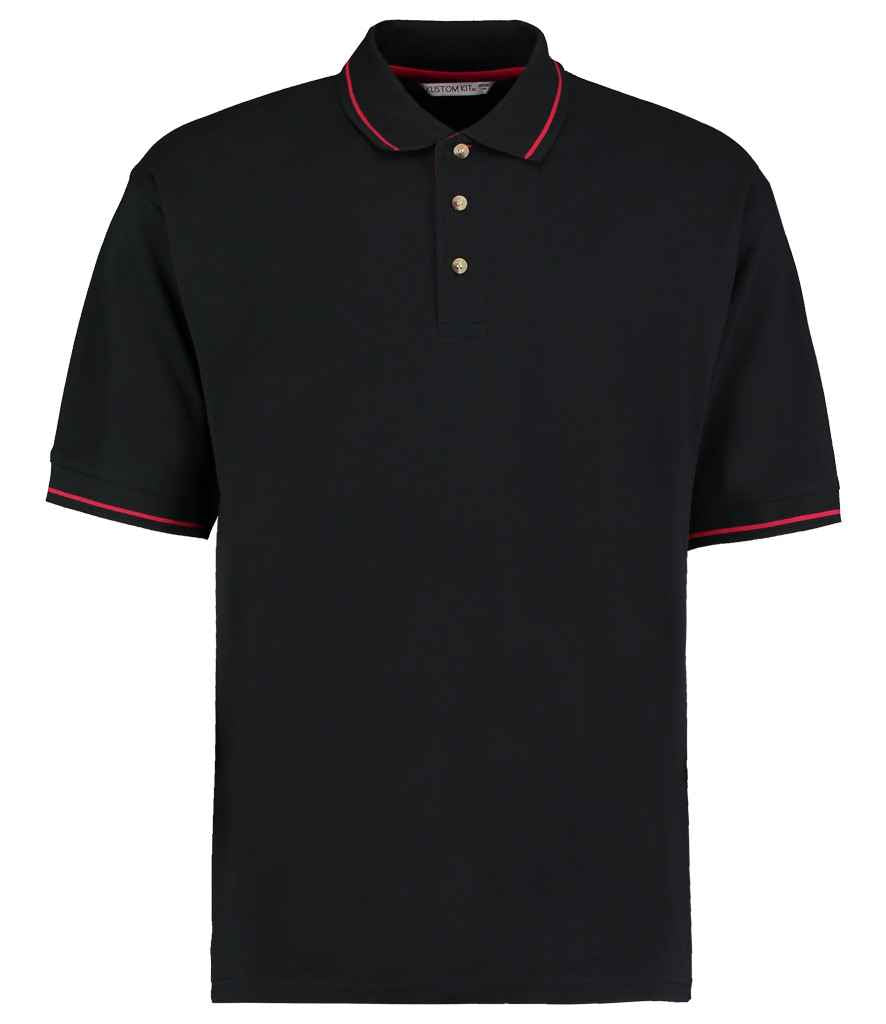 Kustom Kit St Mellion Tipped Cotton Piqué Polo Shirt Black/Red