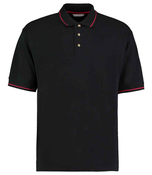 Kustom Kit St Mellion Tipped Cotton Piqué Polo Shirt Black/Red