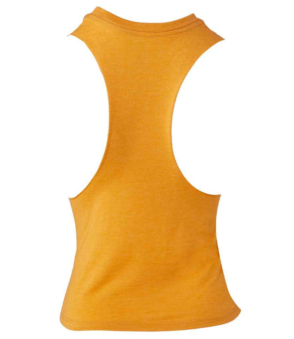 Bella Ladies Racer Back Cropped Tank Top Heather Mustard