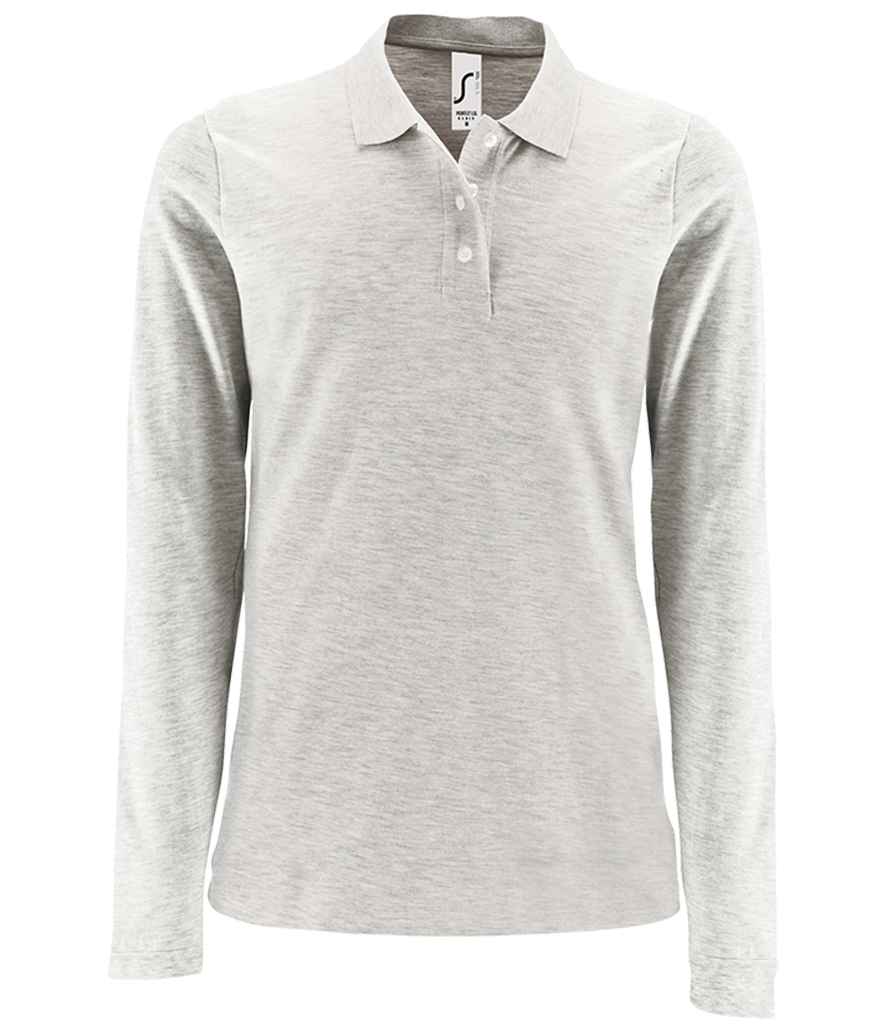 SOL'S Ladies Perfect Long Sleeve Piqué Polo Shirt Ash