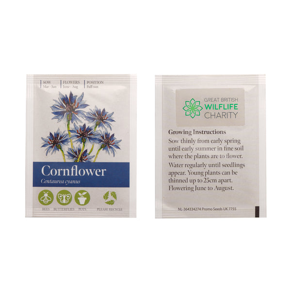 Seed Packet with Sticker to back Corn Flower