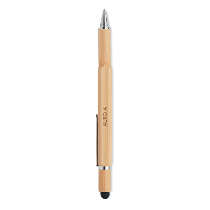 Branded Spirit level pen in bamboo