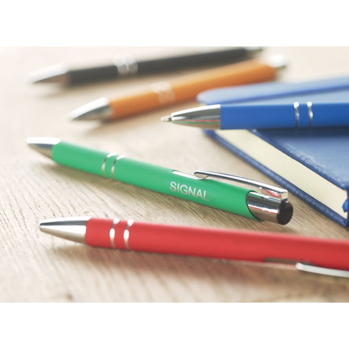 Ball pen in rubberised finish | Branded Metal Pen