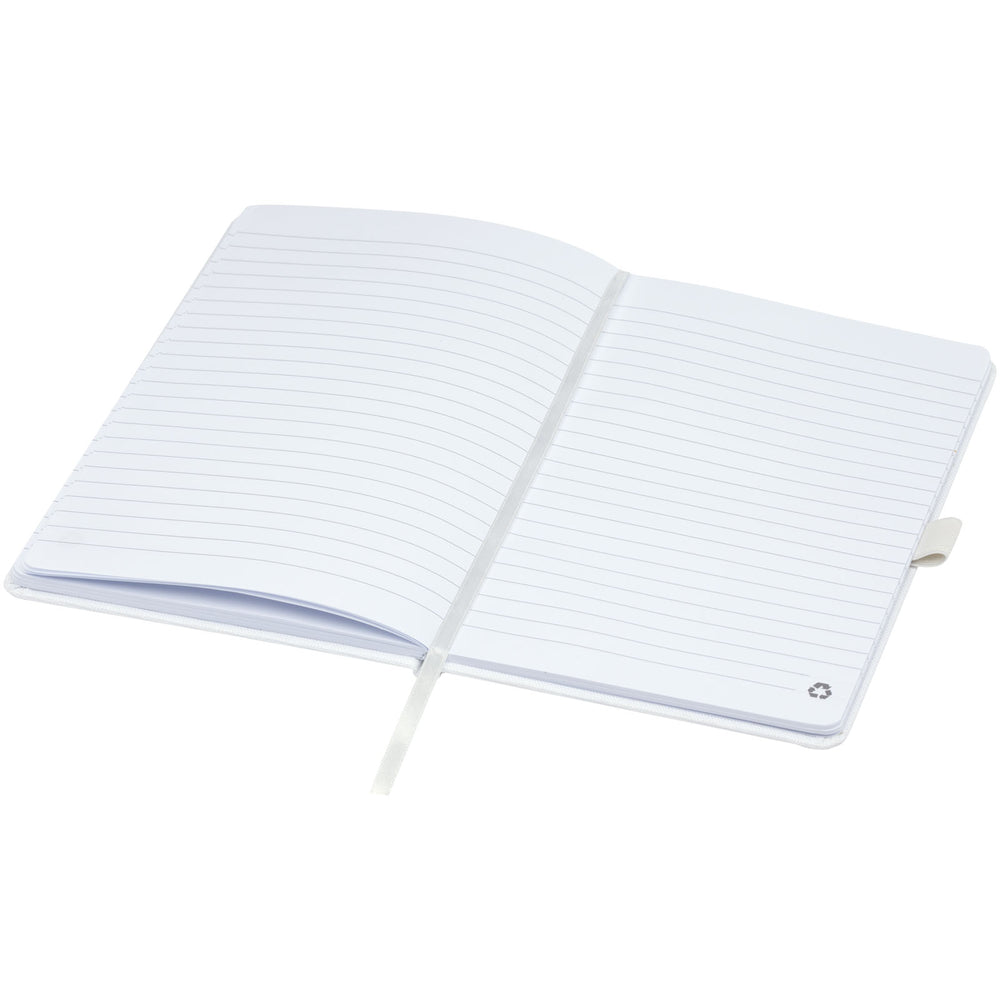 Branded Honua A5 recycled paper notebook with recycled PET cover