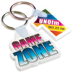 Bespoke Shaped White Printed Acrylic Keyring