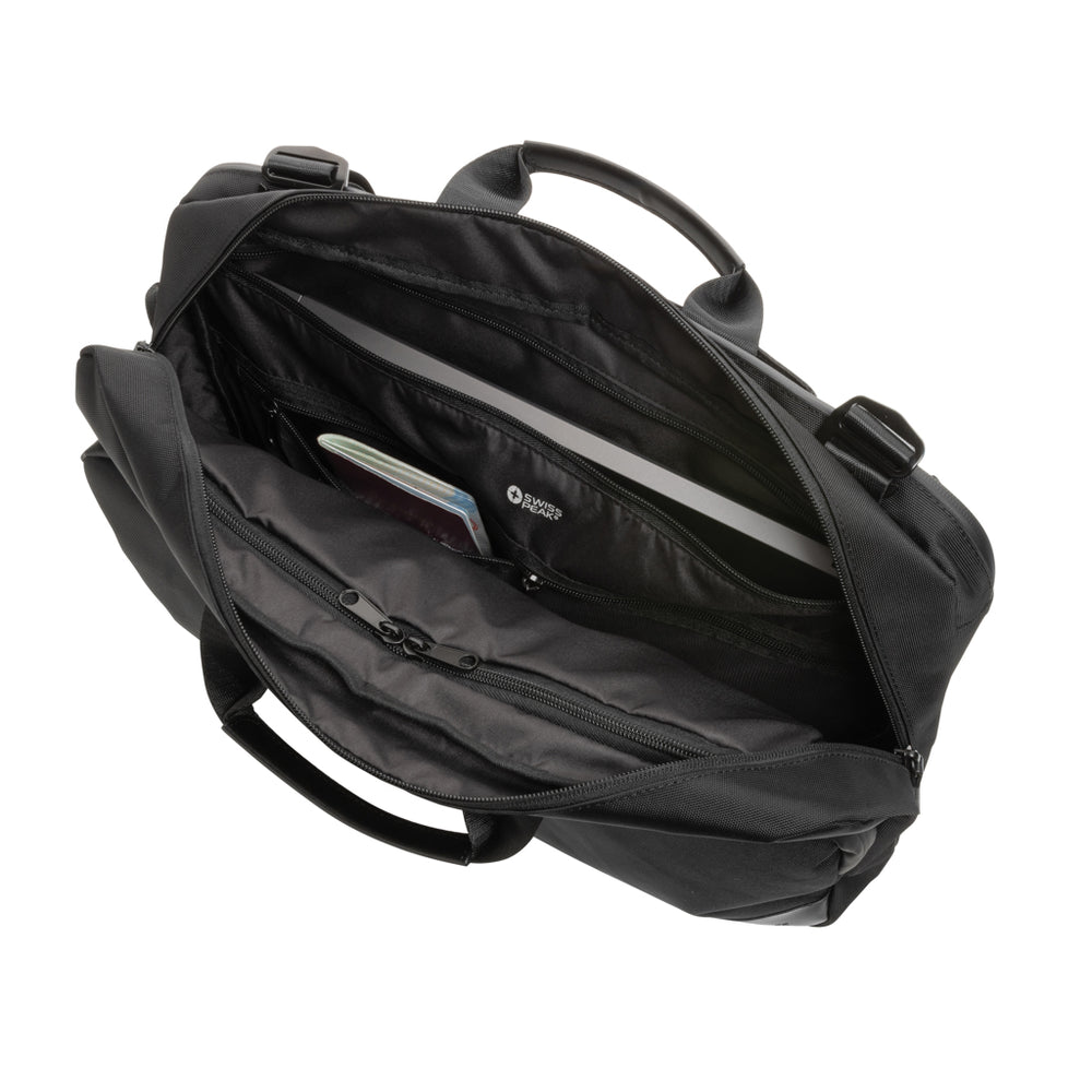 Branded Swiss Peak Aware™ executive 2-in-1 laptop backpack