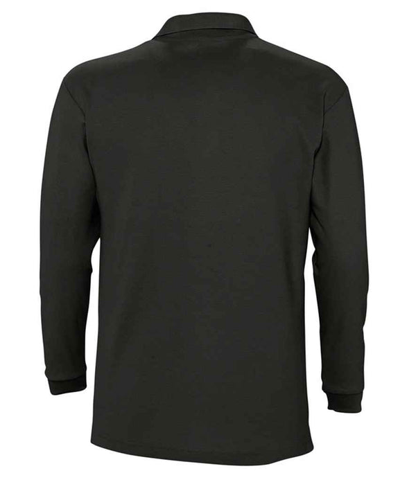 SOL'S Winter II Long Sleeve Cotton Piqué Polo Shirt Black