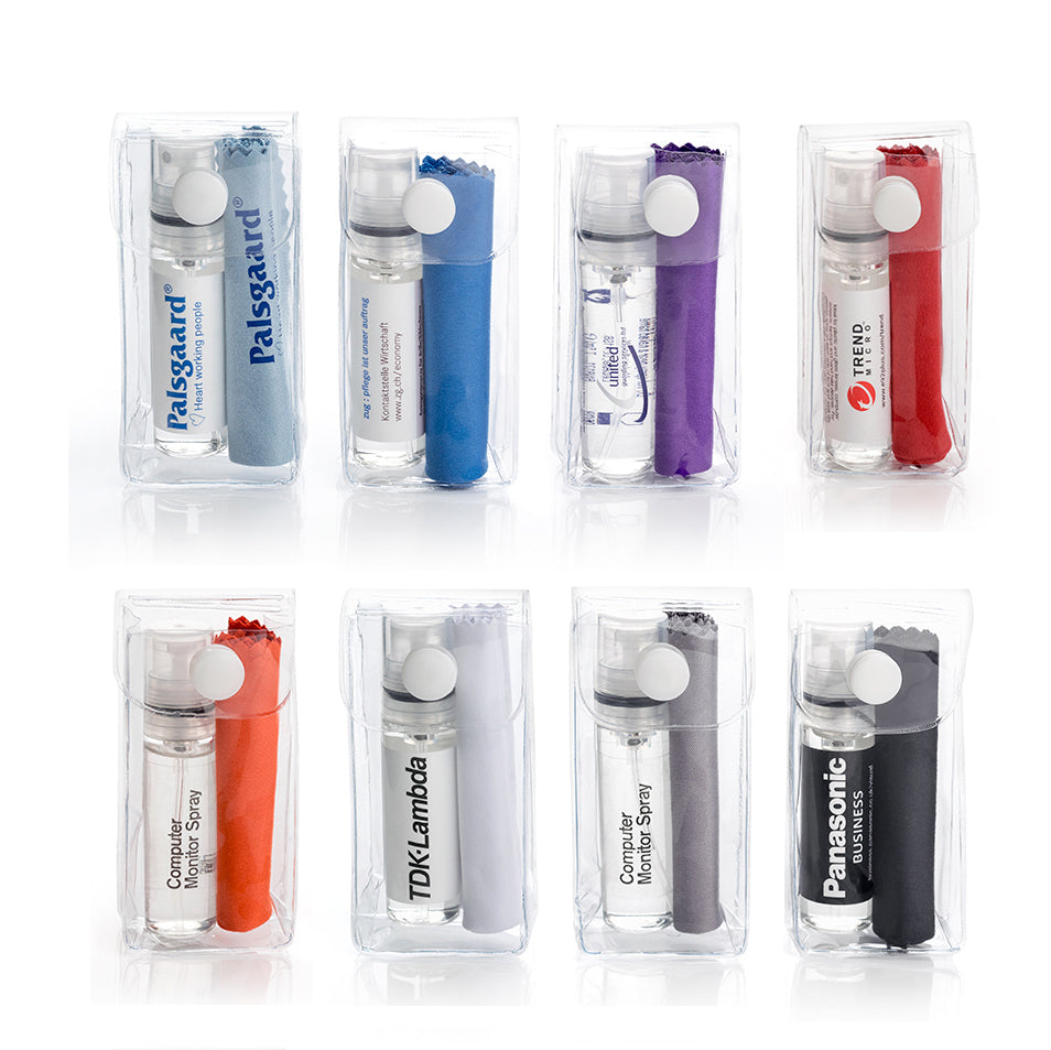 2pc Screen & Glasses Cleaning Kit in a PVC Pouch White