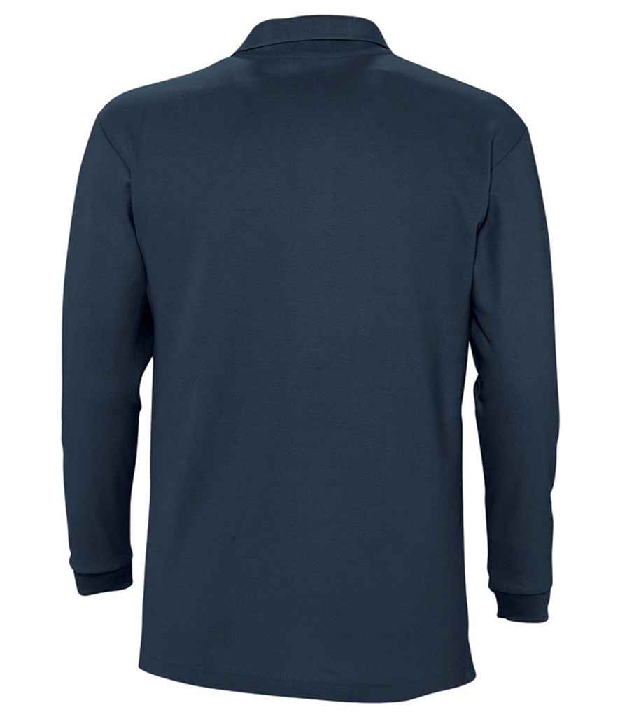 SOL'S Winter II Long Sleeve Cotton Piqué Polo Shirt Navy