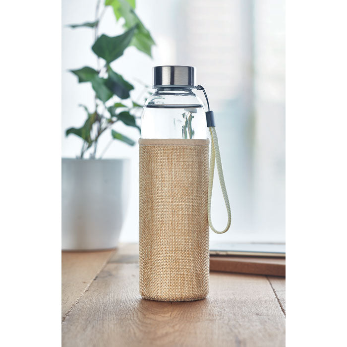 Glass bottle in pouch 500ml Natural