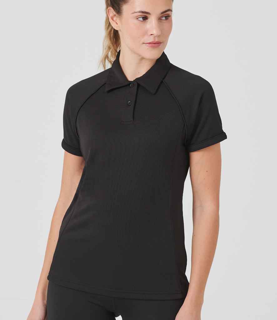 Finden + Hales Ladies Performance Piped Polo Shirt Black/Black