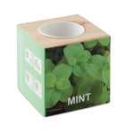 Branded Herb pot wood