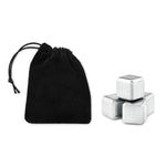 Branded Set of 4 SS ice cubes in pouch