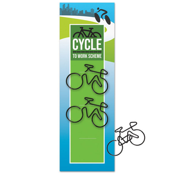 Bicycle Shaped Paper Clips on Printed Backing Card