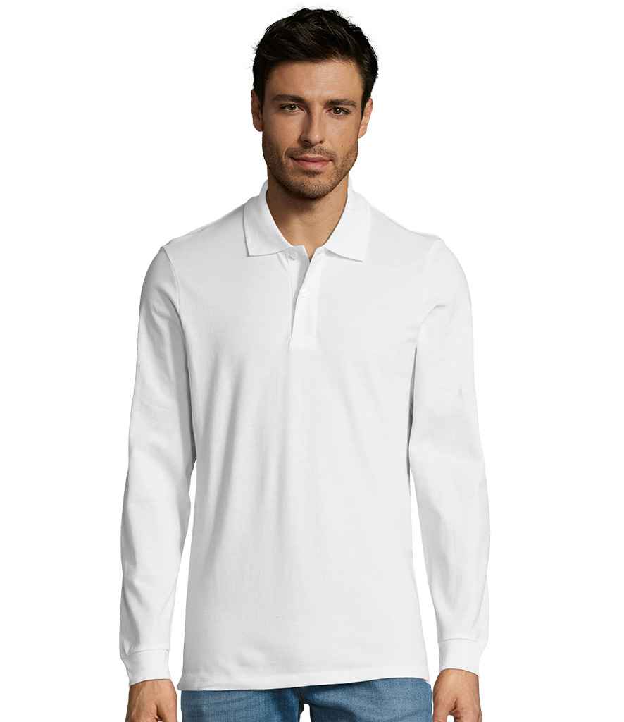 SOL'S Perfect Long Sleeve Piqué Polo Shirt White