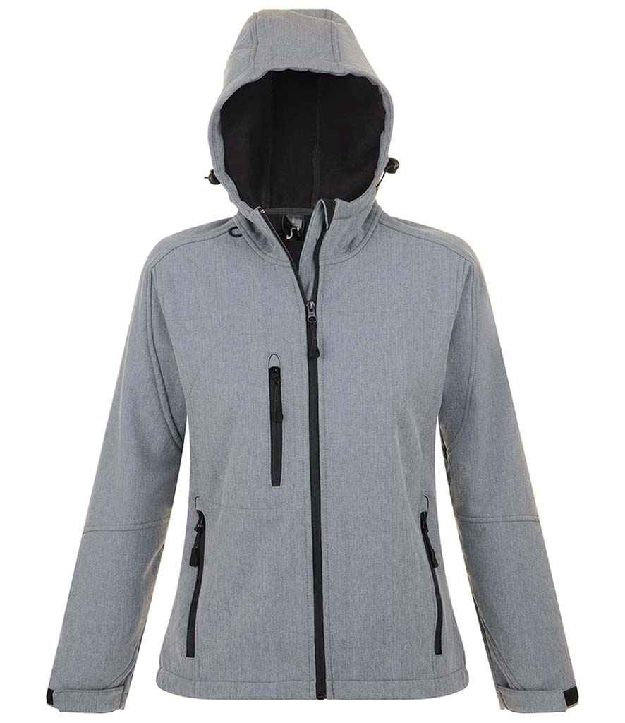 SOL'S Ladies Replay Hooded Soft Shell Jacket Grey Marl