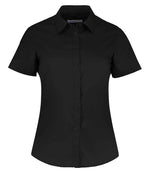 Kustom Kit Ladies Short Sleeve Tailored Poplin Shirt Black
