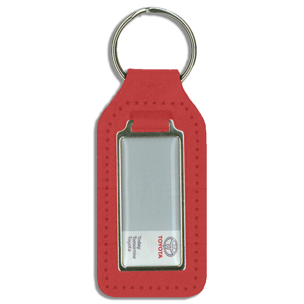 Branded Long Square Shaped Keyfob with Domed Medallion