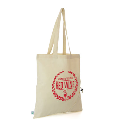 4oz 100% Organic Foldable Cotton Shopper. HDPE Plastic Toggle