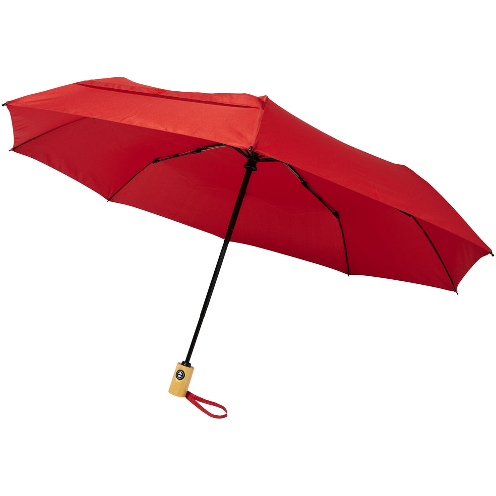 Branded Bo 21" foldable auto open/close recycled PET umbrella