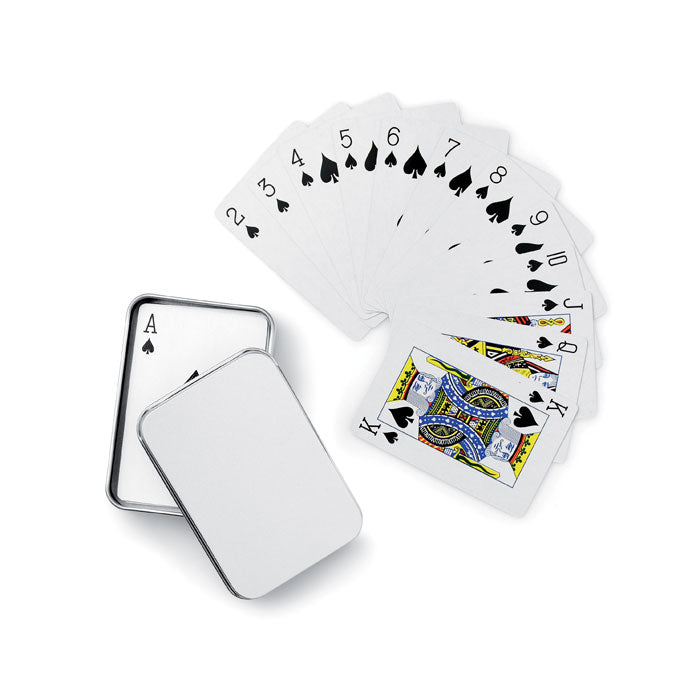 Playing cards in tin box