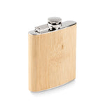 Branded Bamboo slim hip flask 175ml