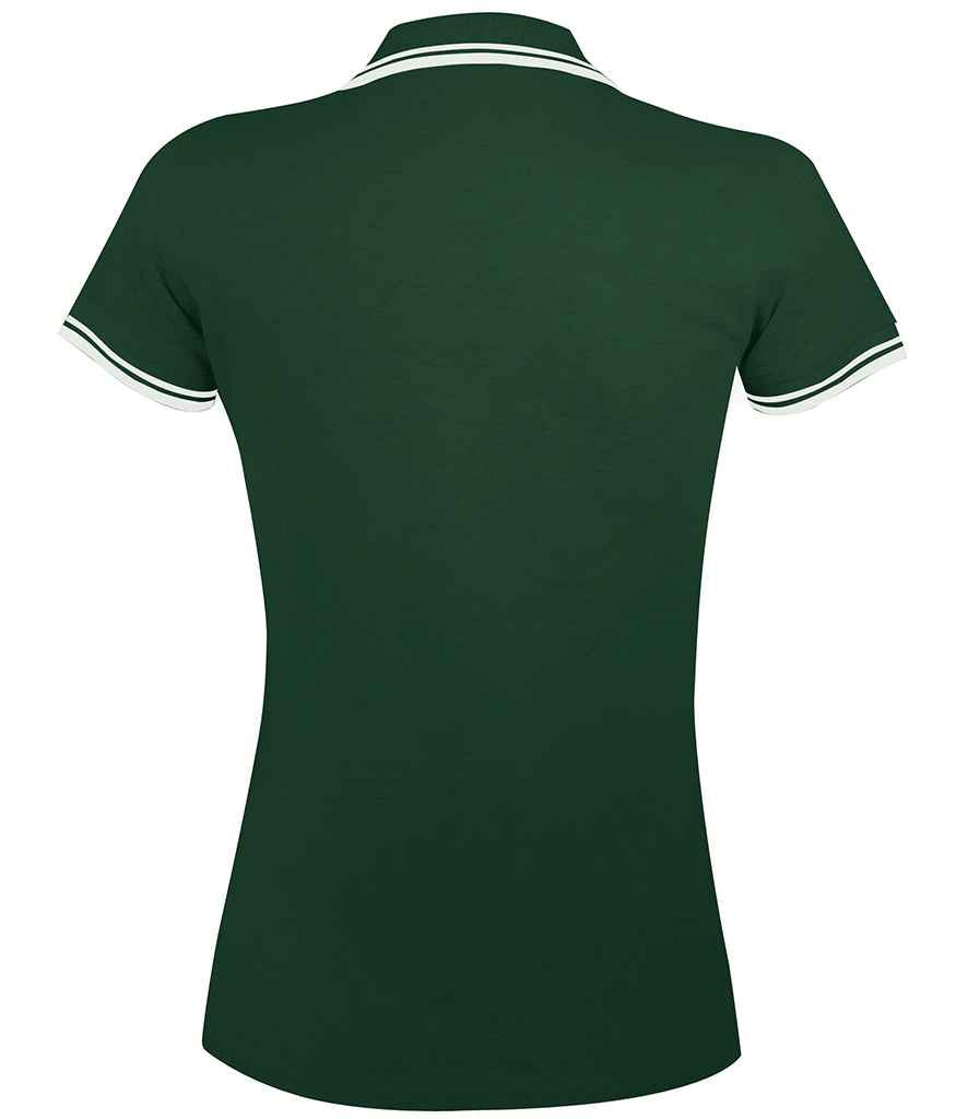 SOL'S Ladies Pasadena Tipped Cotton Piqué Polo Shirt Forest Green/White