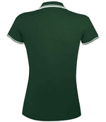 SOL'S Ladies Pasadena Tipped Cotton Piqué Polo Shirt Forest Green/White