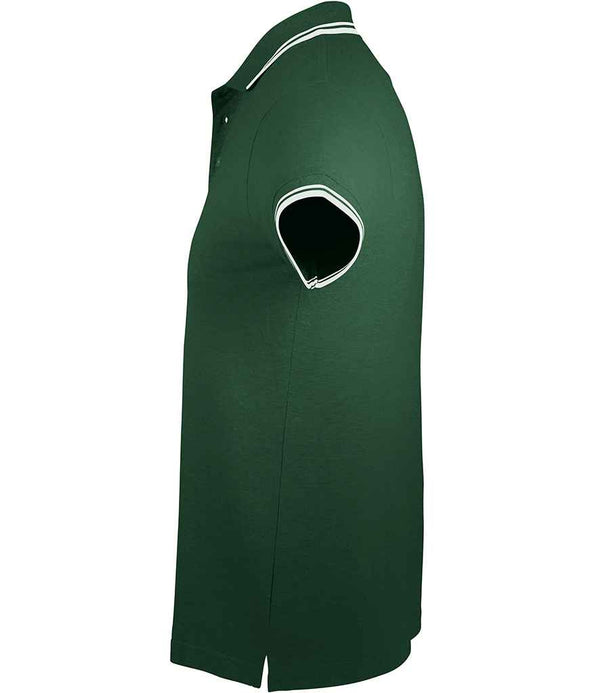 SOL'S Pasadena Tipped Cotton Piqué Polo Shirt Forest Green/White