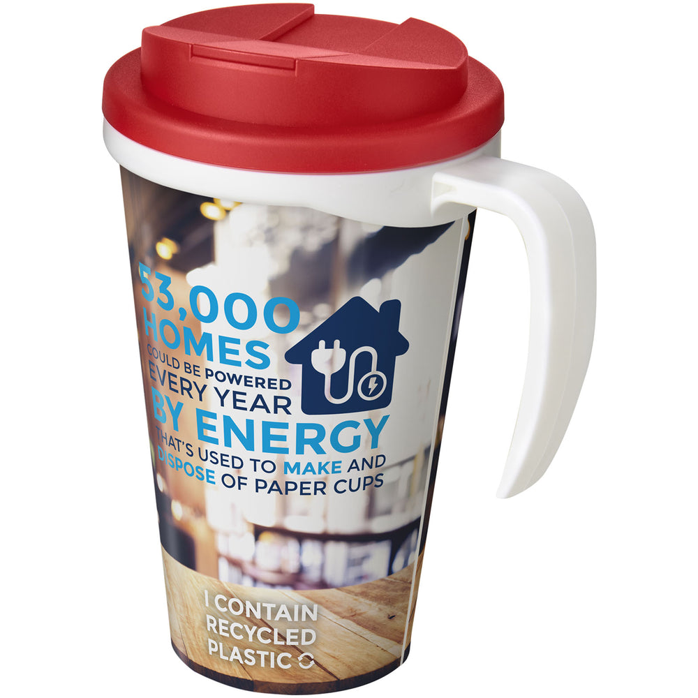 Branded Brite-Americano® Grande 350 ml mug with spill-proof lid