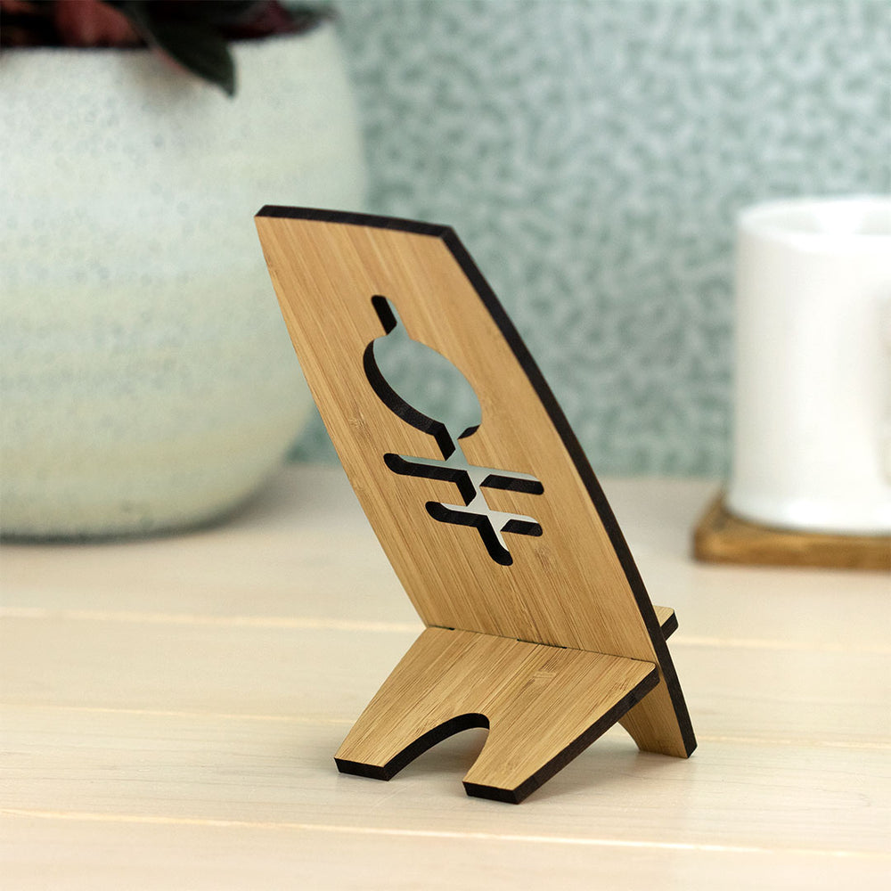 Curved Sided Bamboo Phone Stand