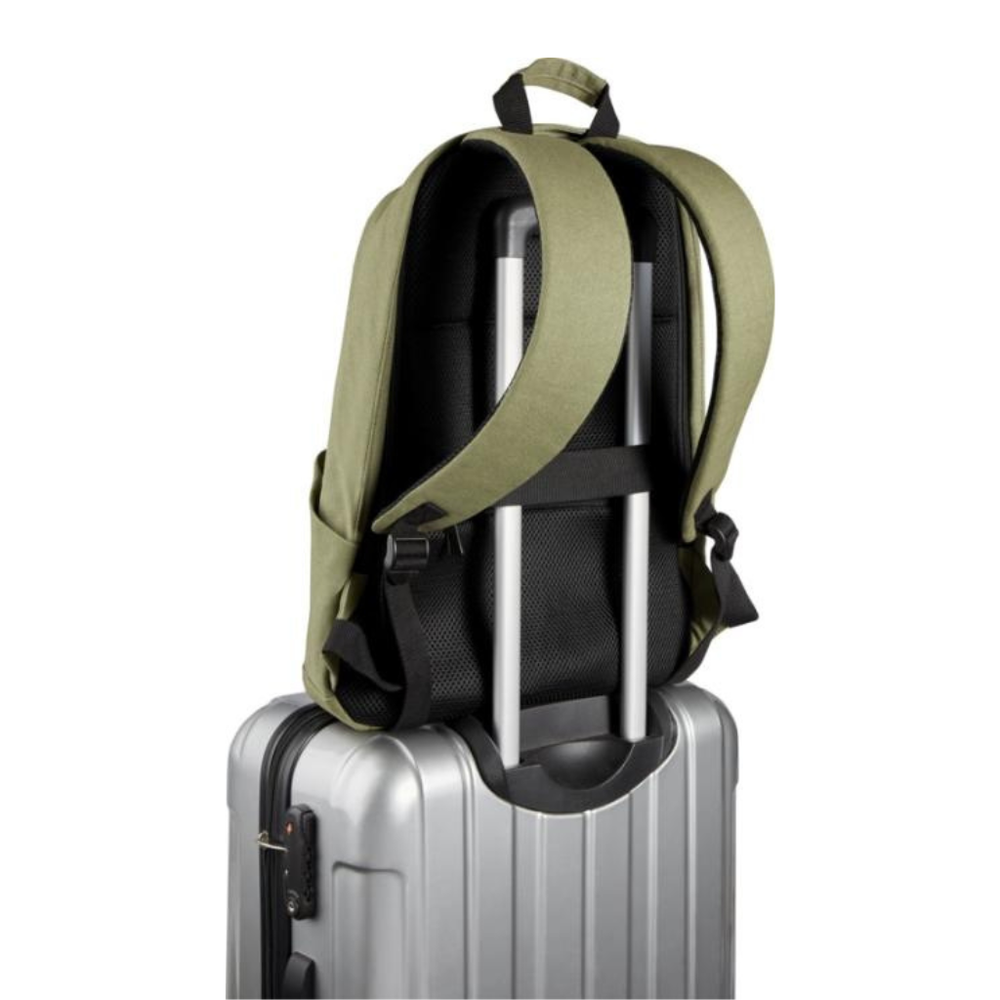 Branded Joey 15.6" GRS recycled canvas anti-theft laptop backpack 18L