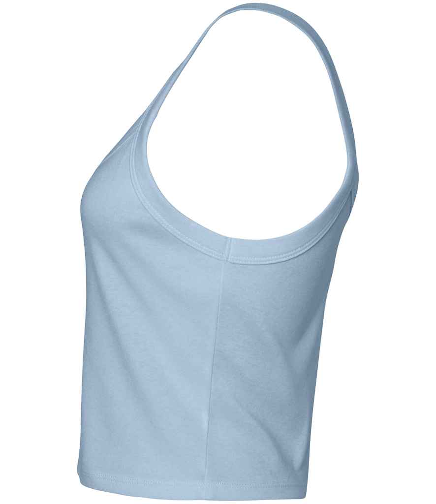 Bella Ladies Micro Rib Spaghetti Strap Tank Top Solid Baby Blue Blend