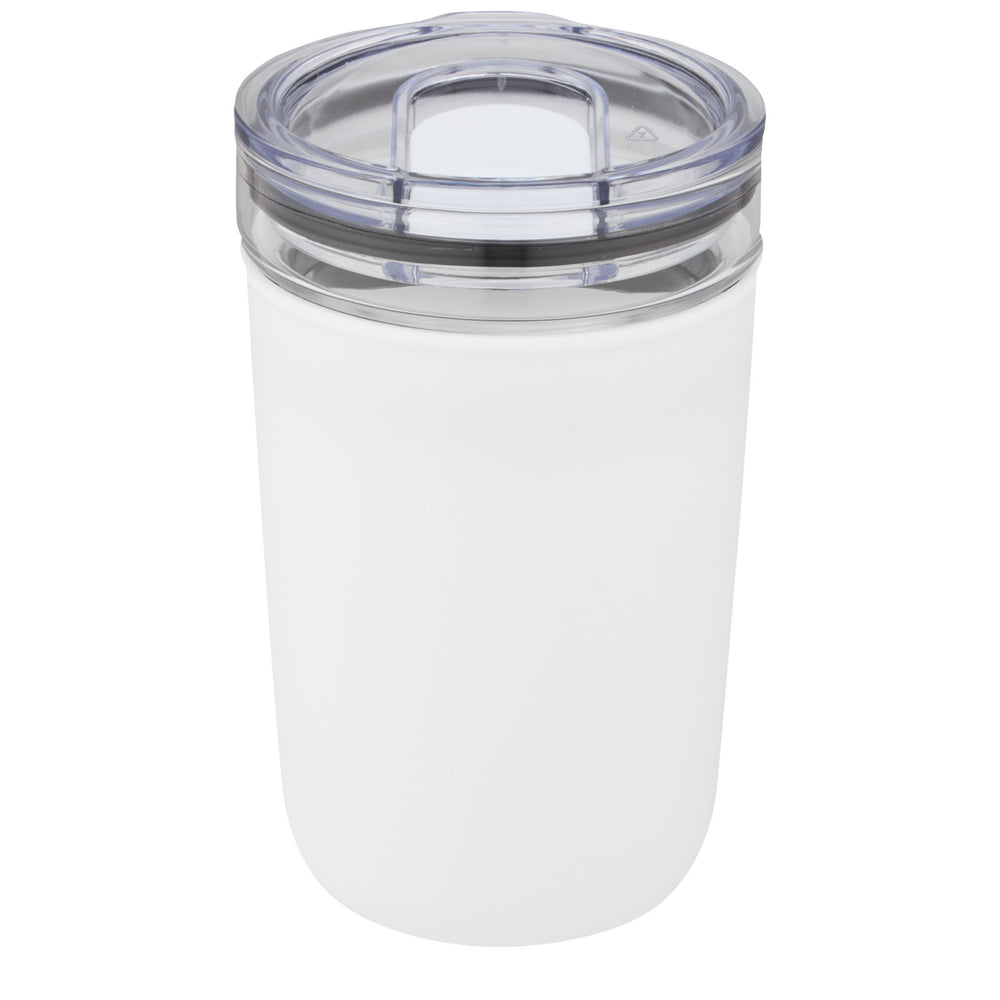 Branded Bello 420 ml glass tumbler with recycled plastic outer wall