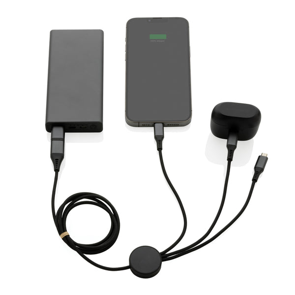 Branded Terra RCS recycled aluminium 120cm 6-in-1 cable