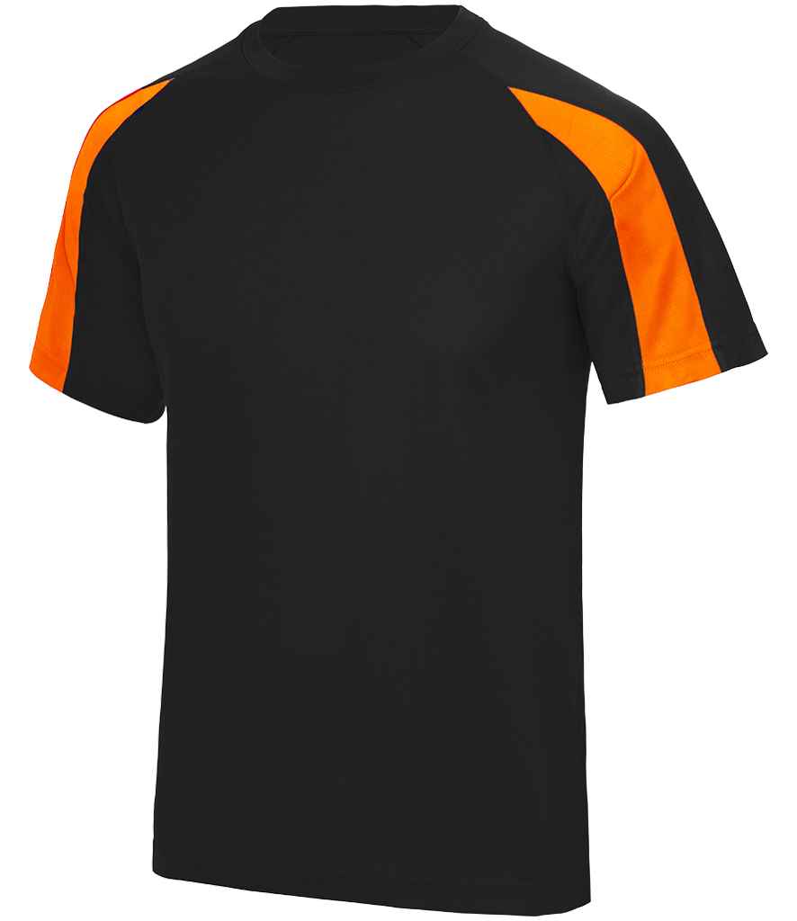 AWDis Cool Contrast Wicking T-Shirt Jet Black/Electric Orange