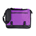 Nelson Satchel 600D Black laptop bag with flap and shoulder strap