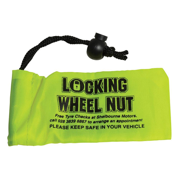 Branded Small Locking Wheel Nut Bag (120x60mm: 210D Polyester)