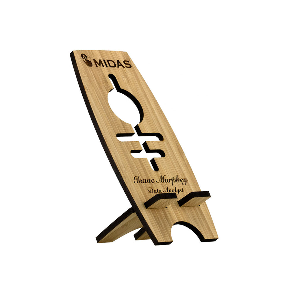Curved Sided Bamboo Phone Stand