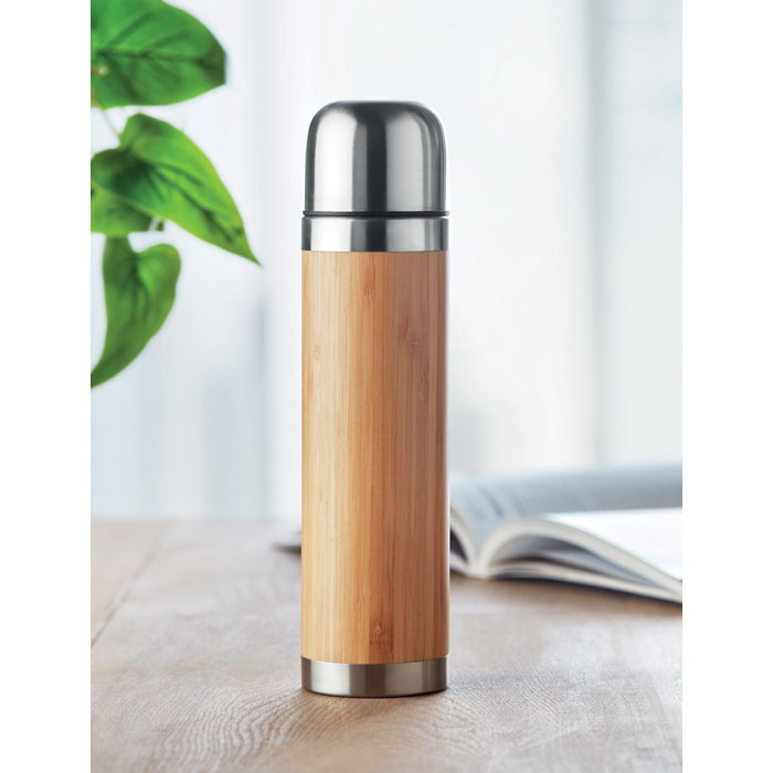 Branded Double wall bamboo cover flask