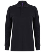Henbury Unisex Long Sleeve Coolplus® Piqué Polo Shirt Navy
